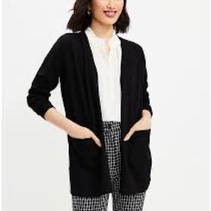 Loft black open cardigan with pockets